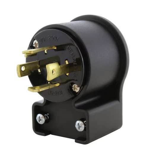 NEMA L15-30P 3-Phase 30 Amp 250-Volt Elbow 4-Prong Locking Male Plug with UL, C-UL Approval - 91010655388