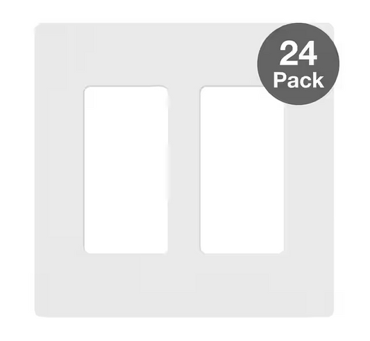 Claro 2 Gang Wall Plate for Decorator/Rocker Switches, Gloss, White (CW-2-WH-24PK) (24-Pack)