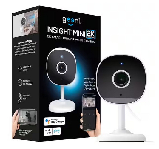 Insight Smart Wired Security Camera for Home - 2K Quad HD, Wi-Fi, Motion Detection, Night Vision, 2-Way Audio - 91010844894