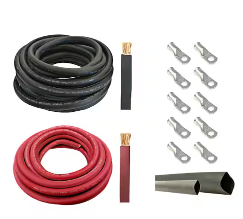 1/0-Gauge 5 ft. Black/5 ft. Red Welding Cable Kit Includes 10-Pieces of Cable Lugs and 3 ft. Heat Shrink Tubing - 91007488094