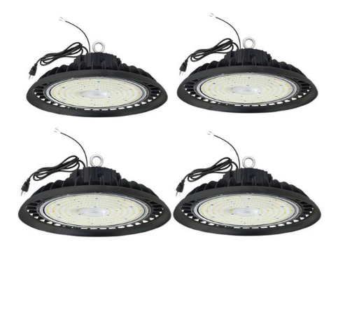 10 in. 300-Watt Equivalent Integrated LED Dimmable Black UFO High Bay Light, 5000K Commercial Warehouse Lighting - 91012206362