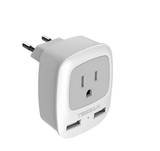 10 Amp 250-Volt Type C Outlet Adapter with 2 USB Ports Charger - 91012047673