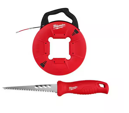 200 ft. x 17 in. Polyester Fish Tape with Flexible Metal Leader and Rasping Jab Saw