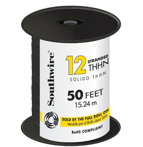 50 ft. 12 Black Stranded CU THHN Wire - 9713452