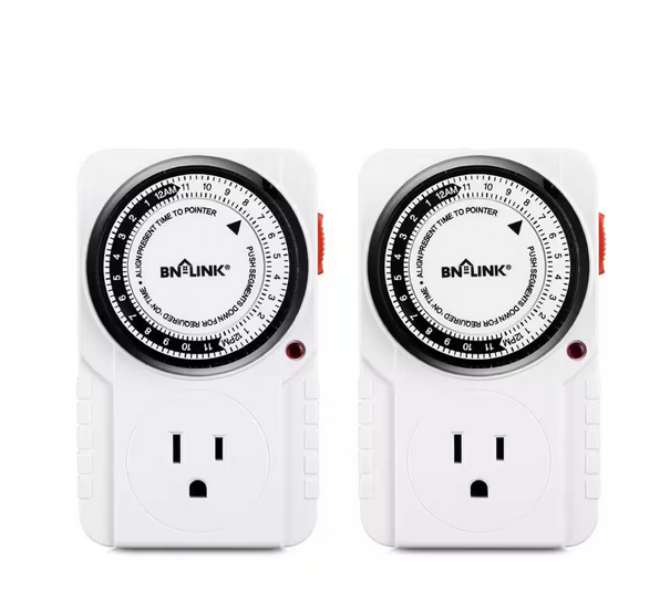 15 Amp 125-Volt 1440-Minutes Indoor Chronologic Timer Grounded with 1/2 HP - White (2-Pack) - 91011685705