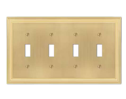 Hallcrest 4 Gang Toggle Metal Wall Plate - Satin Brass - 91004309678