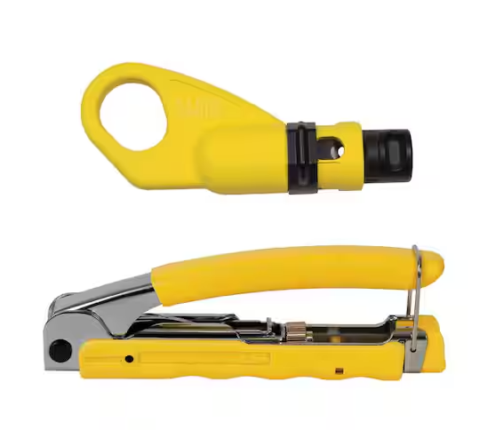 Compact, Multi-Connector Compression Crimper and Cable Stripper and 2-Level Coaxial Cable Stripper Tool Set