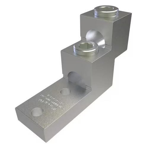 Aluminum Panelboard Lug, Dual Rated, Conductor Range 600-2, 2-Ports, 2-Holes, 3/8 in. Bolt Size - 91006426844