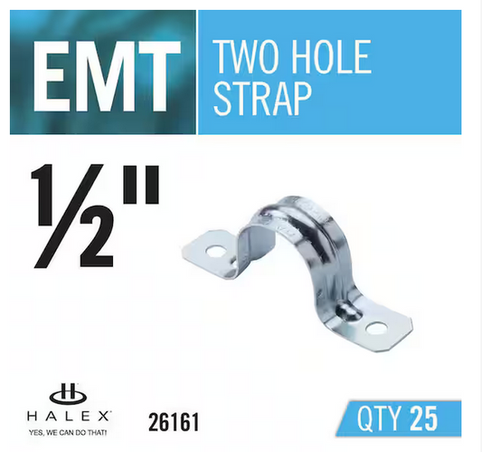 1/2 in. Standard Fitting Electrical Metallic Tube (EMT) 2-Hole Straps (25-Pack) - 9403938