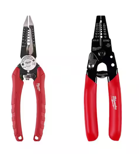 7.75 in. Combination Electricians 6-in-1 Wire Strippers Pliers with 10-24 AWG Compact Wire Stripper and Cutter (2-Piece) - 91010839646