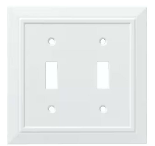 Classic Architecture Pure White Antimicrobial 2-Gang Decorator Wall Plate (4-Pack) - 91006886188