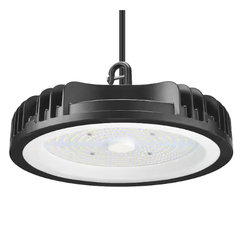 12 in. LED UFO High Bay Light Fixture, Black Cable Hardwired Warehouse Light, 5000K, 21,000 Lumens, 200-Watt - 91009419907