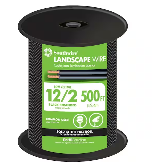 500 ft. 12/2 Black Stranded CU Low-Voltage Landscape Lighting Wire - 9278311