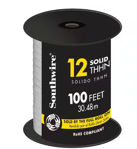 100 ft. 12 White Solid CU THHN Wire - 9713732