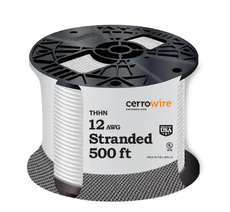 500 ft. 12 Gauge White Stranded Copper THHN Wire - 9320277