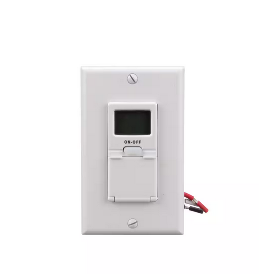15-Amp 7-Day In-Wall Programmable Digital Timer Switch, White