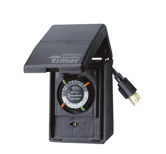 15 Amp 24-Hour Outdoor Timer for Lights, Pumps and Decorations, Black