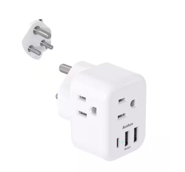 5 Amp. Grounded Plug Travel Adapter with 3 AC Outlets 3 USB Ports 1 USB C Type M Adapter for US to South Africa Botswana - 91012166207