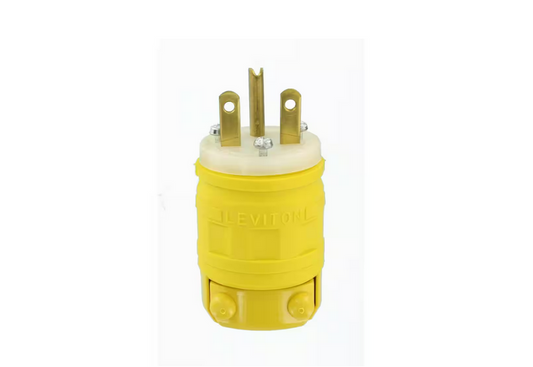 15 Amp 250-Volt Dustguard Industrial Grade Grounding Plug, Yellow