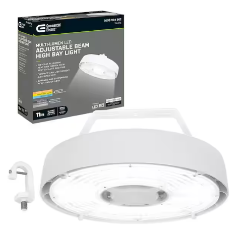 11 in. Adjustable CCT Multiple Lumens 100-Watt Round Integrated LED High Bay Light 120-277V Mounting Options - 91009994362