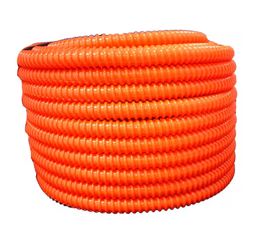 2 in. Dia x 100 ft. Orange Flexible Corrugated PVC Non Split Tubing and Convoluted Wire Loom - 91004619001