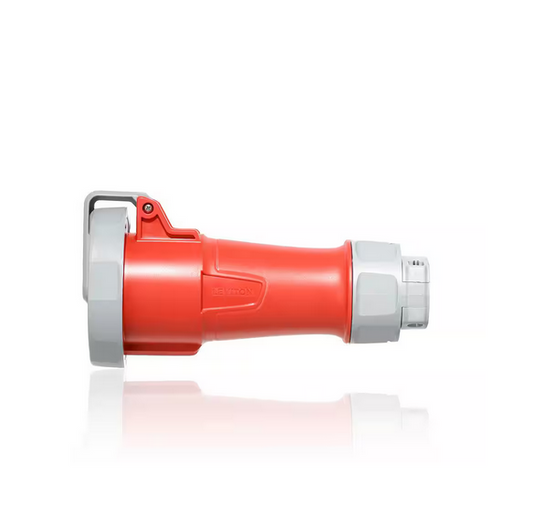 LEV Series 30 Amp 480-Volt 3-Phase, 3P, 4-Watt IEC 60309-1 and 60309-2 Pin and Sleeve Connector Watertight, Red - 91007207437