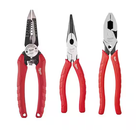 7.75 in. Combination 6-in-1 Wire Strippers Pliers with Lineman's Pliers with Crimper and Long Nose Pliers Set (3-Piece)