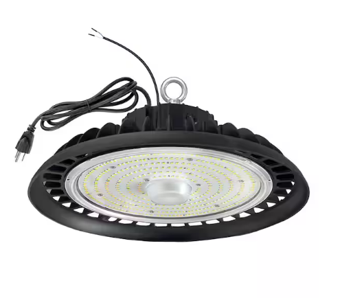 12 in. 600-Watt Equivalent Integrated LED Dimmable Black High Bay Light 5000K Daylight 0-10-Volt Dimmable