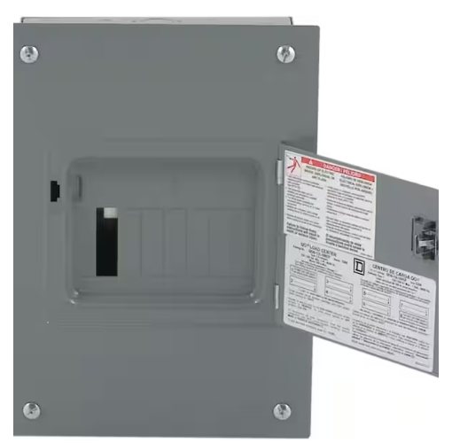 QO 100 Amp 6-Space 12-Circuit Indoor Flush Mount Main Lug Load Center with Cover, Door - 9538271