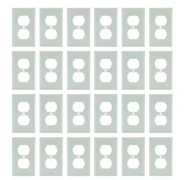 1-Gang Ivory Duplex Outlet Plastic Wall Plate (24-Pack) - 91010563413