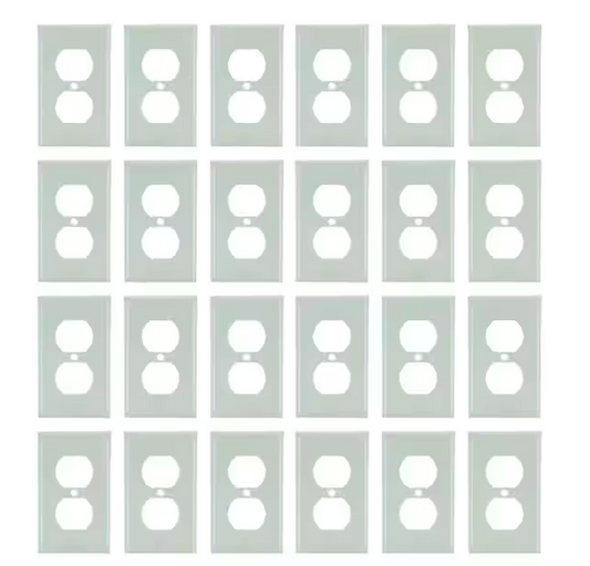 1-Gang Ivory Duplex Outlet Plastic Wall Plate (24-Pack) - 91010563413