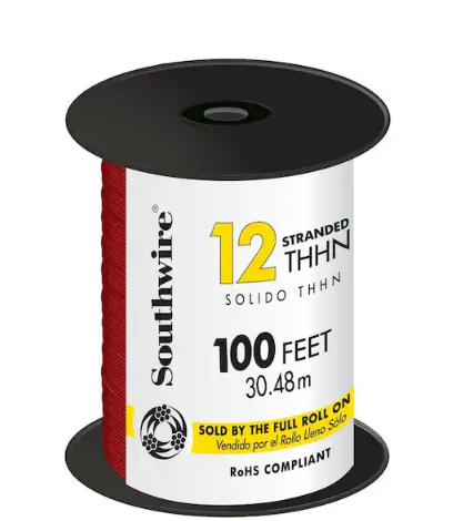 100 ft. 12 Red Stranded CU THHN Wire - 9713519