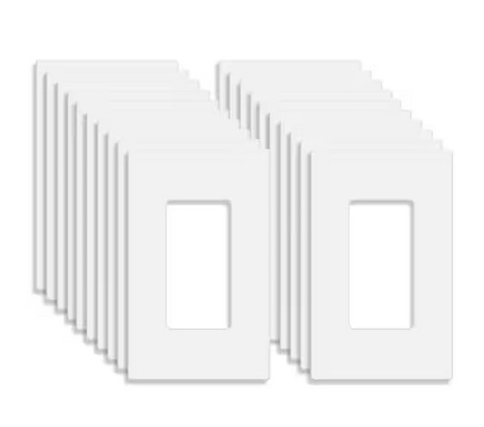 White 1-Gang, Decorator/Rocker, Plastic Polycarbonate, Screwless Wall Plate (20-Pack) - 91009746962