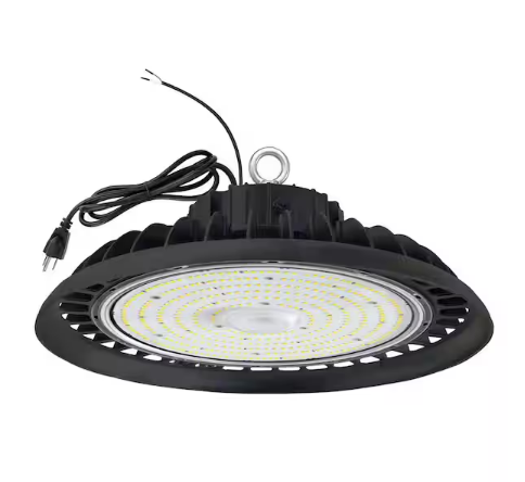 11 in. 450-Watt Equivalent Integrated LED Dimmable Black High Bay Light, 5000K UFO High Bay Lights with US Plug 5' Cable - 91012054745