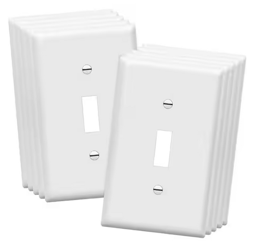 1-Gang White Toggle Switch Polycarbonate Plastic Wall Plate (10-Pack) - 91010997153