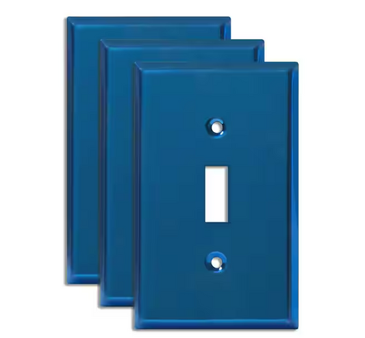 Blue 1-Gang Toggle Stainless Steel Metal Wall Plate (3-Pack) - 91009519682