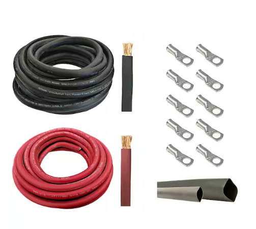 4-Gauge 10 ft. Black/10 ft. Red Welding Cable Kit Includes 10-Pieces of Cable Lugs and 3 ft. Heat Shrink Tubing - 91007488091