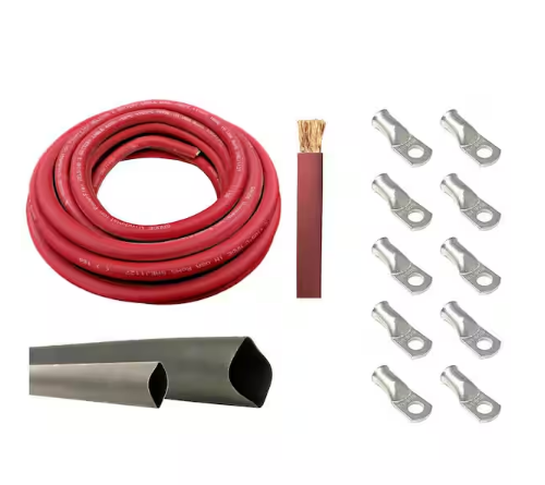 1/0-Gauge 10 ft. Red Welding Cable Kit Includes 10-Pieces of Cable Lugs and 3 ft. Heat Shrink Tubing - 91007488027