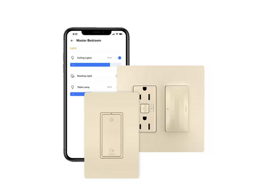 radiant with Netatmo Decorator Duplex Smart Outlet Starter Kit with Home/Away Switch, Light Almond - 91006788562