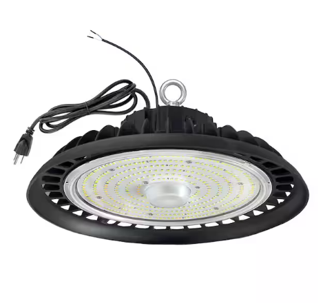 12 in. 600-Watt Equivalent Integrated LED Dimmable Black High Bay Light 5000K Daylight 0-10-Volt Dimmable