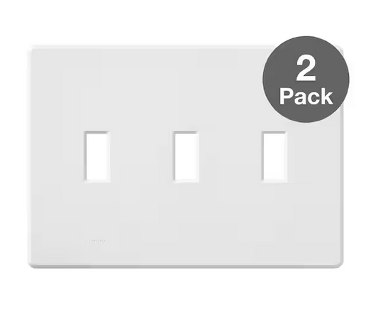 Fassada 3 Gang Toggle Switch Cover Plate for Dimmers and Switches, White (FG-3-WH-2PK) (2-Pack)