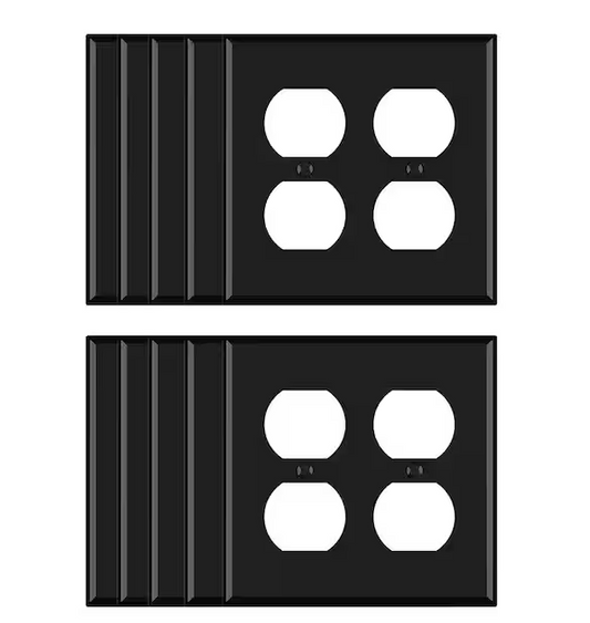 2 Gang Midsize Duplex Outlet Wall Plate, Black (10-Pack) - 91007823562