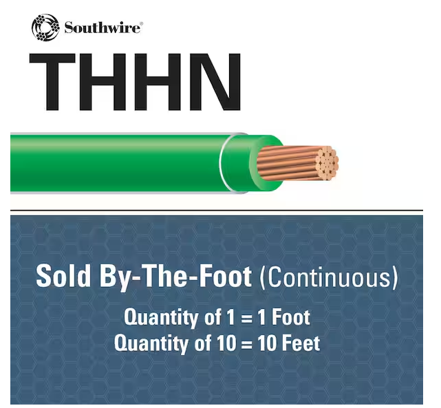 By-the-Foot 10-Gauge Green Stranded CU THHN Wire - 9658278