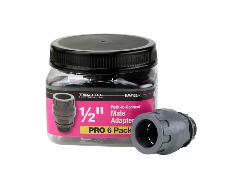 1/2 in. Non-Metallic Water Tight Push-to-Connect Straight Connector Jar (6-Pack) - 91005487609