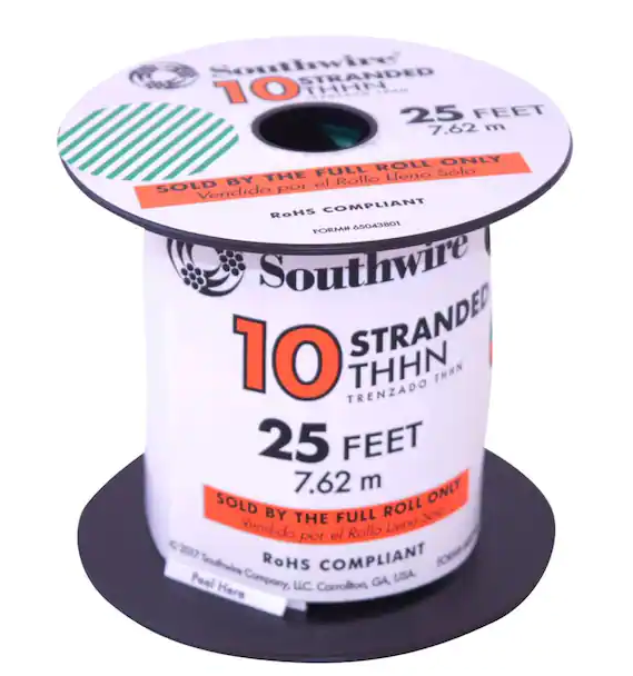 25 ft. 10 Green Stranded CU THHN Wire - 9203041