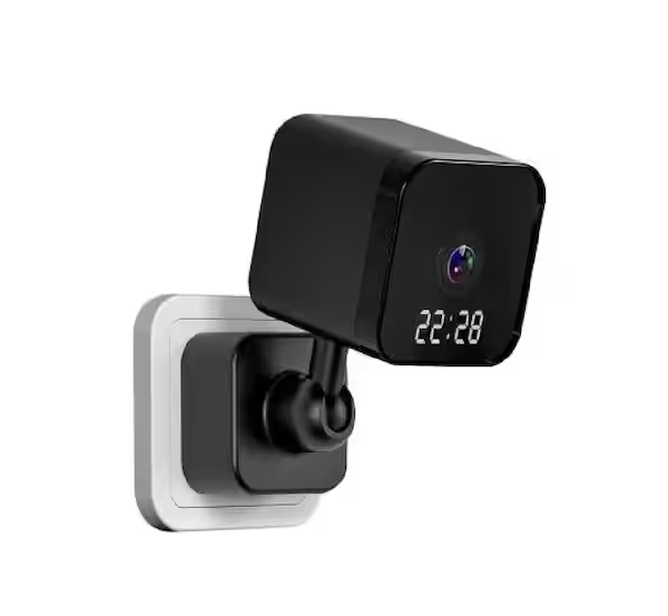 1080p Wireless Wall Plug Indoor Surveillance Security Clock Camera in Black with Built-in 32GB Storage - 91011563574