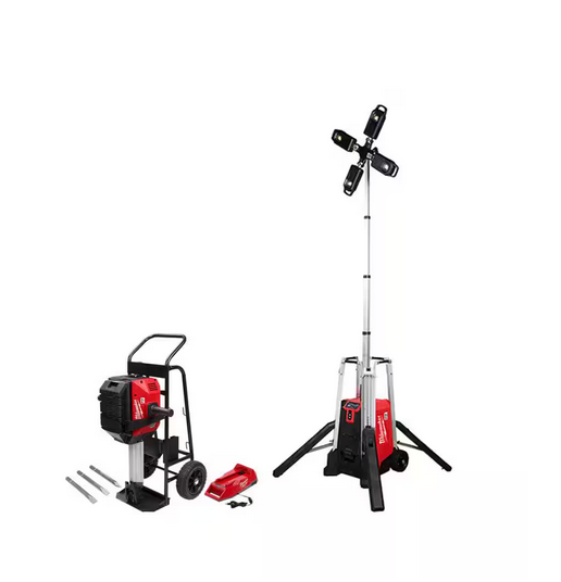 MX FUEL ROCKET Tower Light/Charger and MX FUEL Lithium-Ion Cordless 1-1/8 in. Breaker - 91007073818