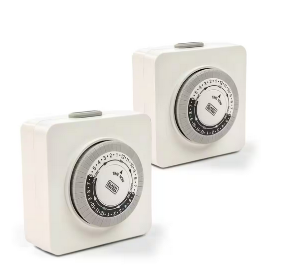 Indoor Light Programmable 2 Grounded Outlets Timers Analog Timer Outlet (2-Pack) - 91006550544