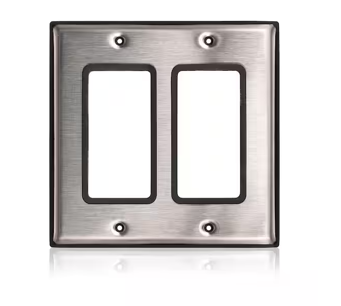 Stainless Steel 2-Gang Decora Device Wallplate, Non-Magnetic, Device Mount, Over-Molded Gasket, 302 Painted White - 91008343840