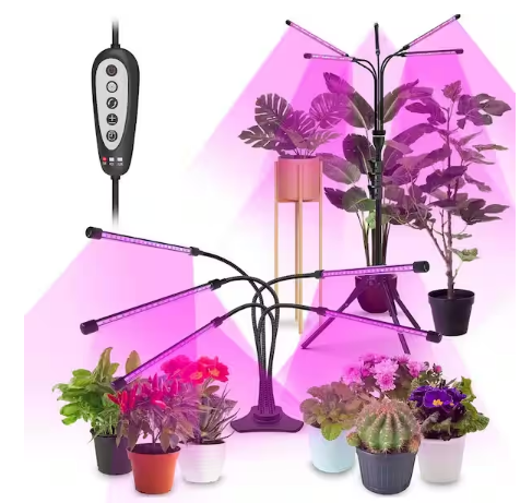 30-Watt Plant Light Full Spectrum Grow Light Color Changing Light with Adjustable Tripod Stand (5-Heads) - 91010757671